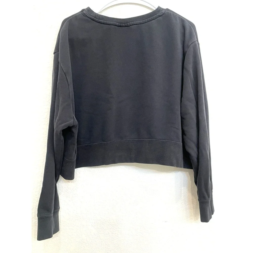 Women's Nike Crop top‎ Pullover Sweatshirt Size 1X Black Logo Swoosh Athletic